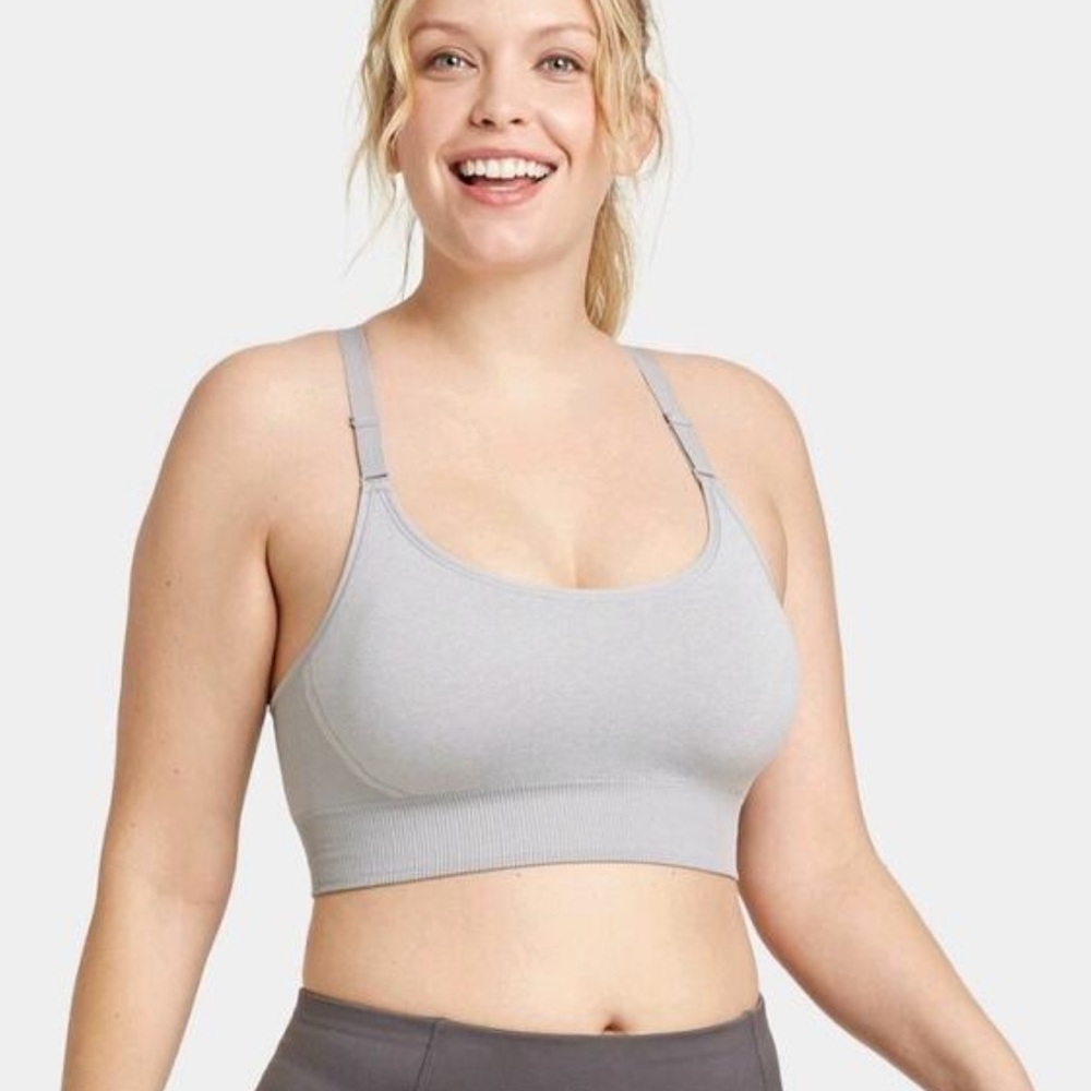 2-Women's Medium Support Seamless Cami Bra - All in Motion™ Light Gray Heather
